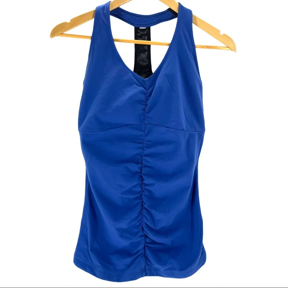 Lucy Ruched Racerback Yoga Tank Top Built In Bra - Picture 4 of 12